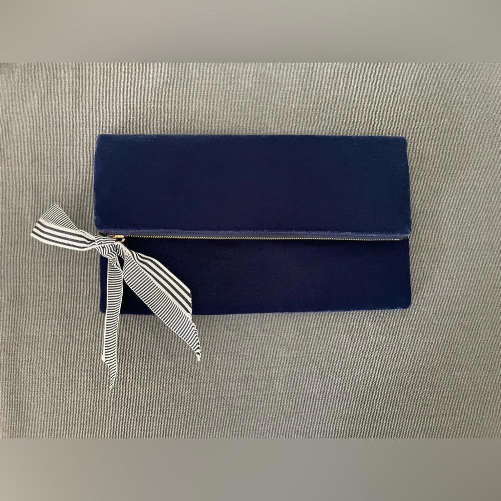 NWT- J.Crew- Velvet Fold-Over Clutch in Navy